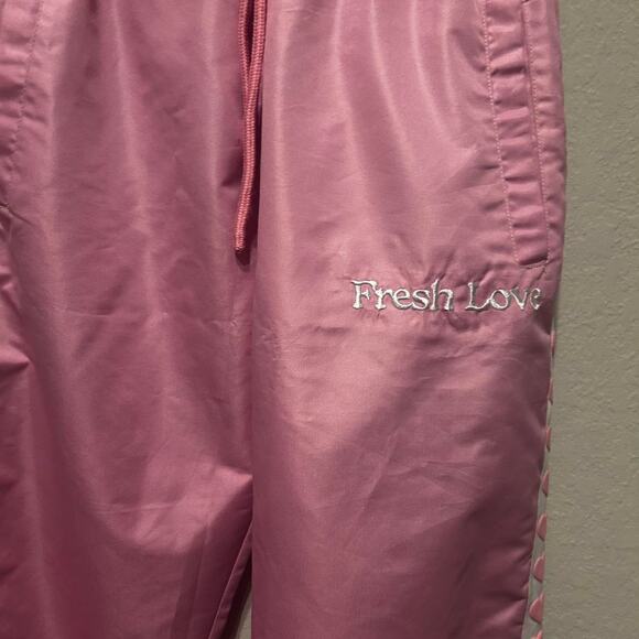Pink and white Fresh Love track pants with hearts - Picture 3 of 8